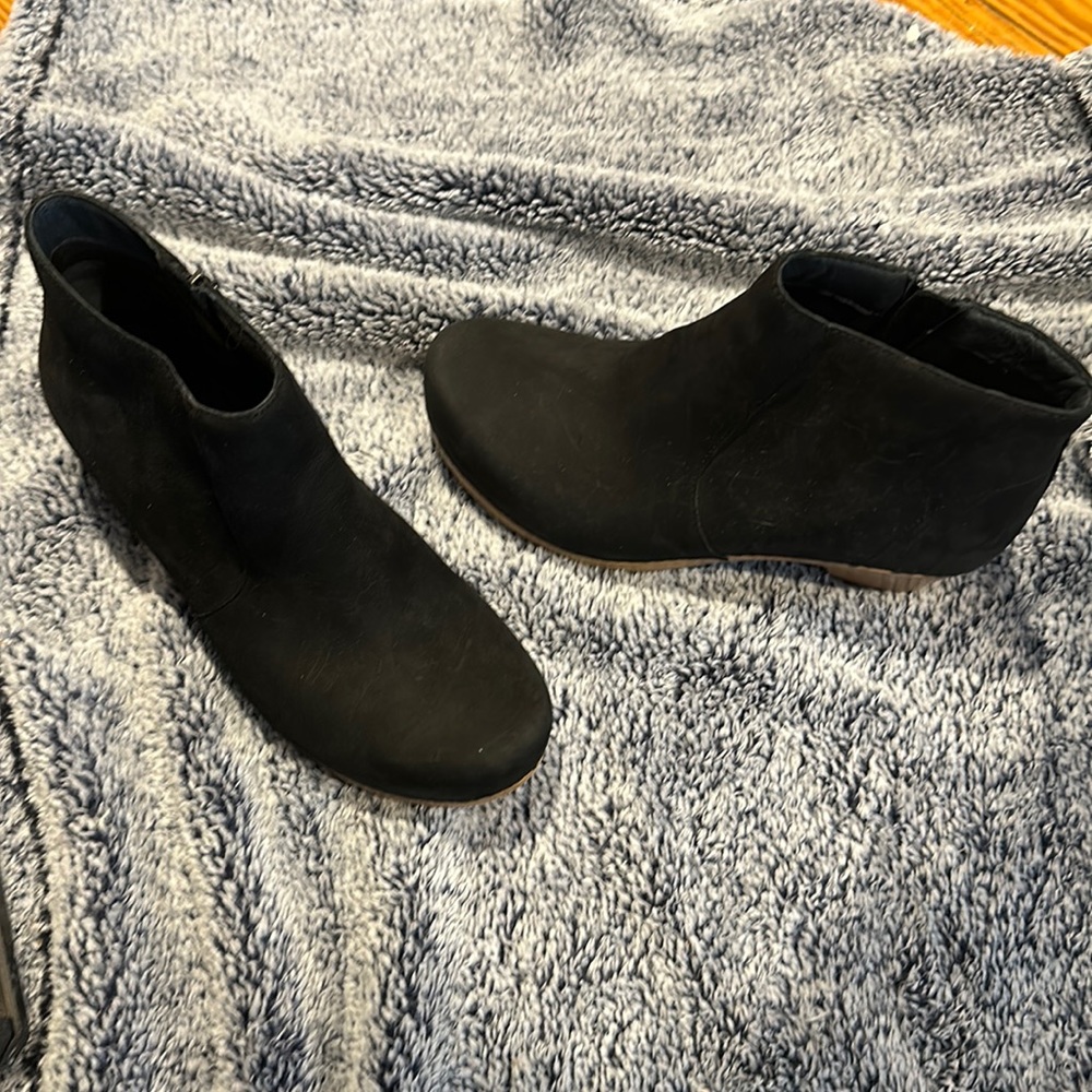 Dansko black suede clog boots.